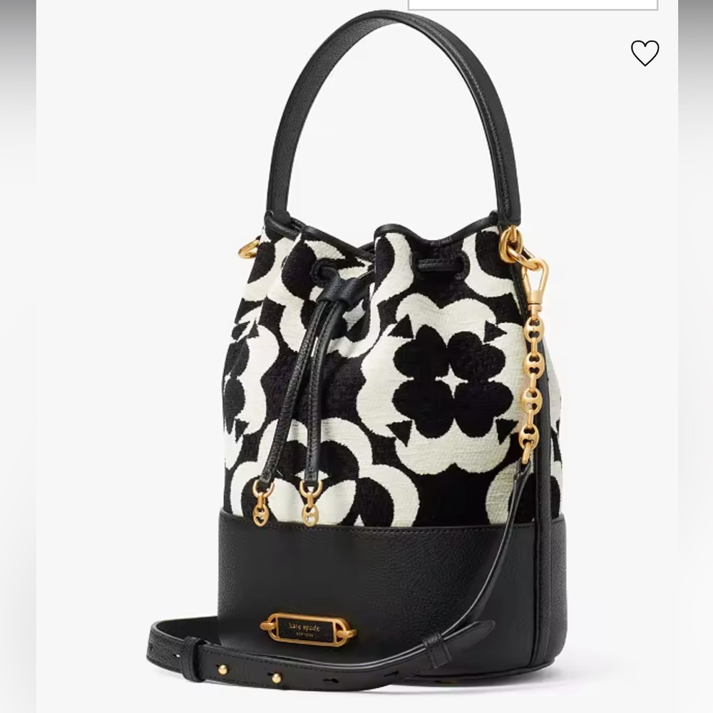 Spade flower monogram chenille medium bucket bag